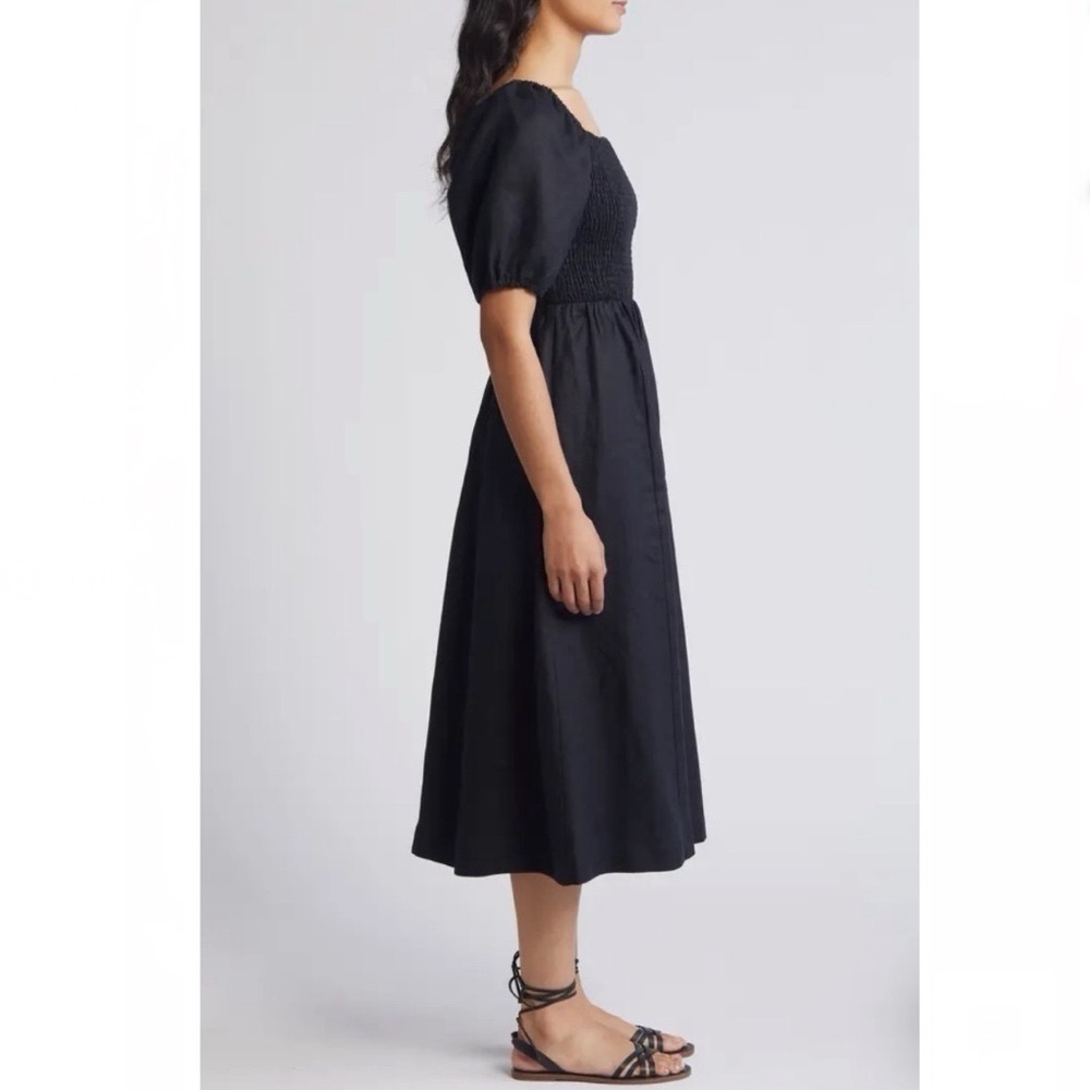 NEW Boden Women’s Sky Smocked Short Sleeve Linen Midi Dress - Picture 9 of 16